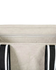 Stone coloured grocery reusable bag close up of zip detail
