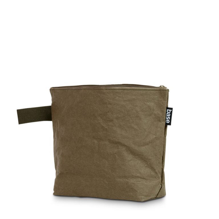 Pouch in khaki from back