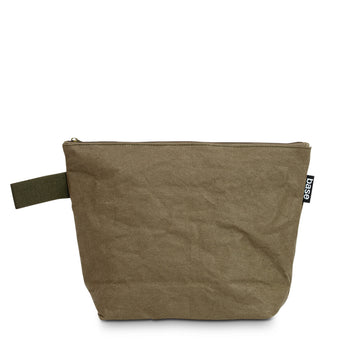 Pouch in khaki from front