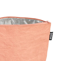 Close up of pouch bag in peach colour