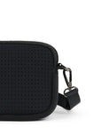 Small black neoprene crossbody bag