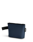 Navy pouch bag side view