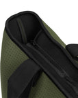 Neoprene bag in khaki with double straps zipper details