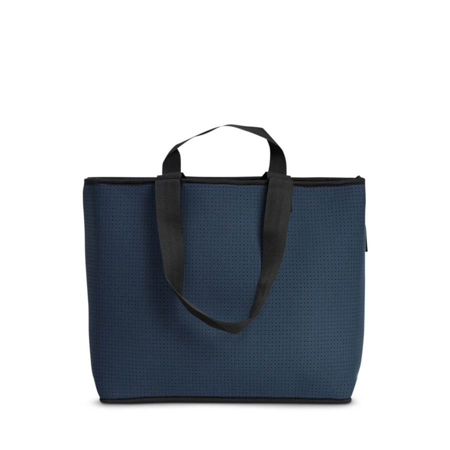 Neoprene bag in navy with double straps front view