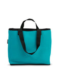 Neoprene bag in teal with double straps front view